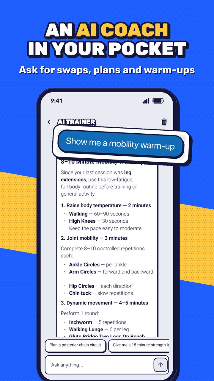 An AI coach in your pocket for swaps, plans and warm-ups